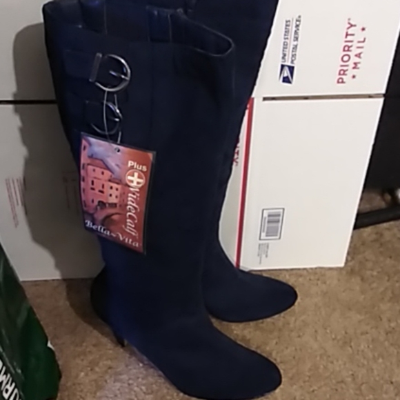 BellaVita Navy Suede wide calf boot 12m - Picture 2 of 6